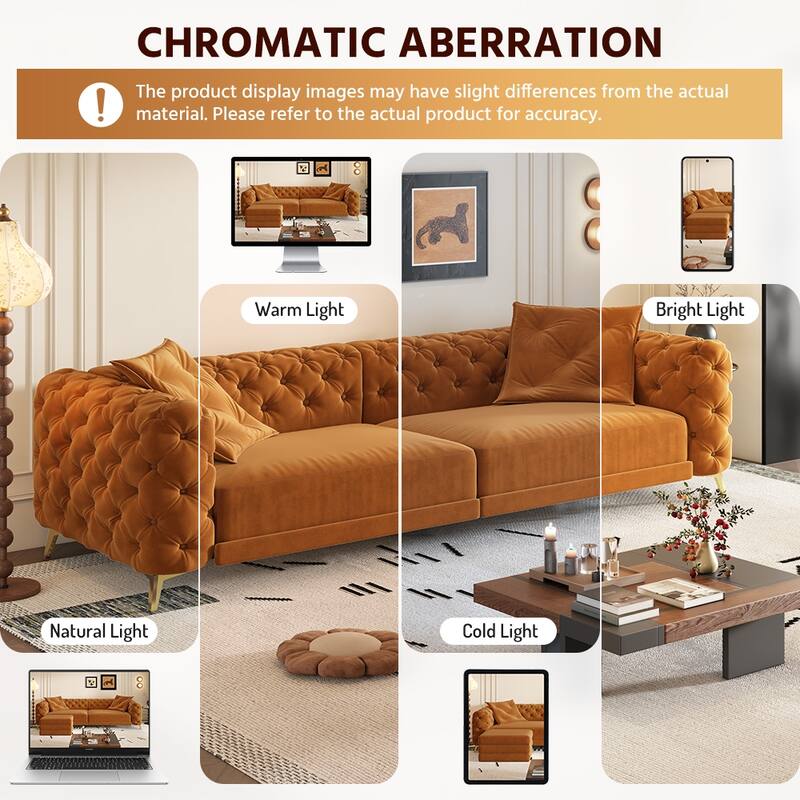 GDFStudio - Velvet 97.7" 3-in-1 Convertible Sleeper Sofa with Pull-Out Bed