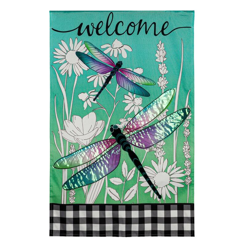 Dragonflies and Wildflowers House Linen Flag