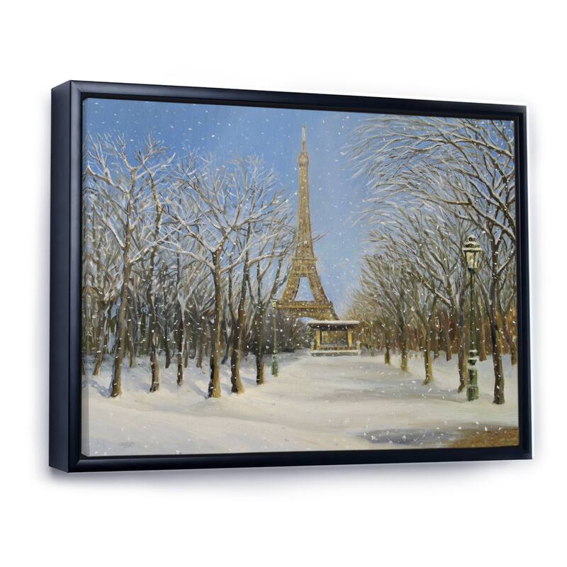 Designart "Winter In Paris" French Country Framed Canvas Art Print