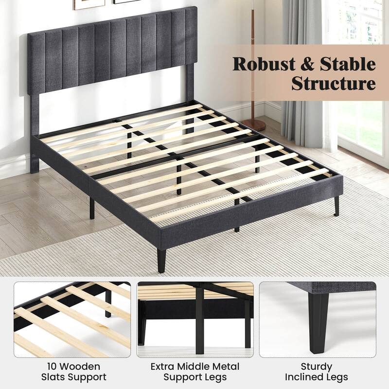Costway Twin/Full/Queen Size Bed Frame with Height Adjustable Vertical