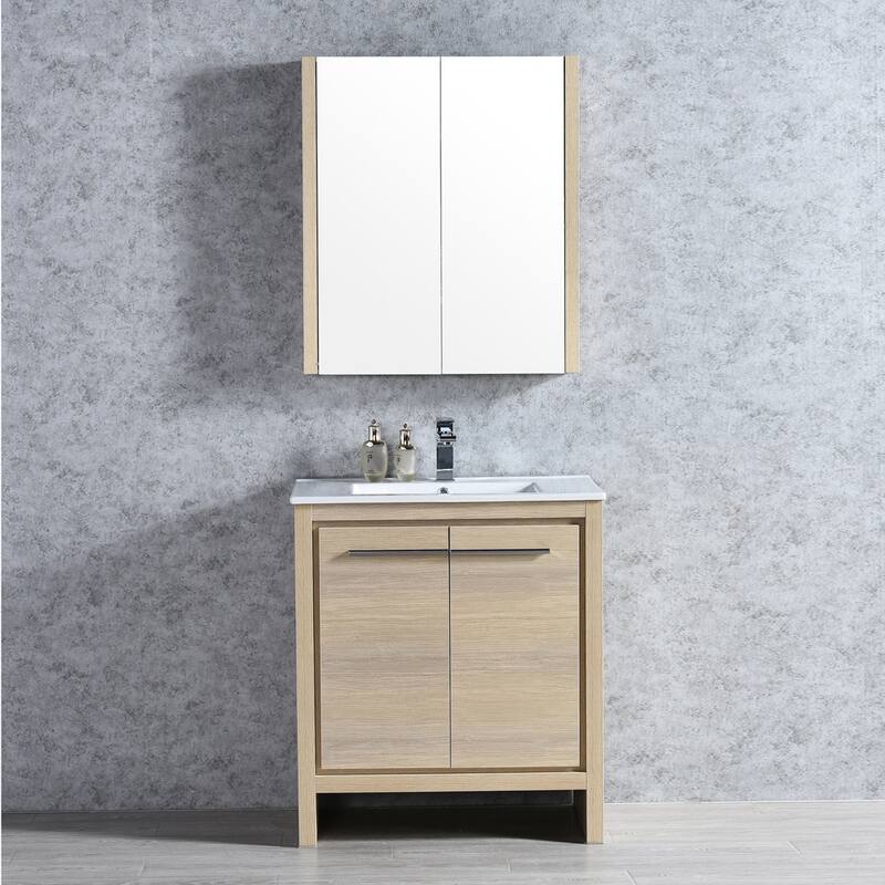 Solid Wood Bathroom Vanity with Mirror Medicine Cabinet
