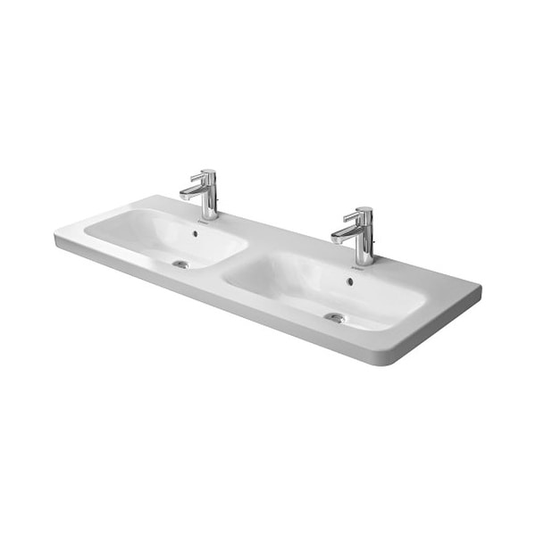 Duravit 2338130000 Durastyle Ceramic 51 1 8 Double Basin Bathroom Sink For Vanity Wall Mounted Or Pedestal Installations With
