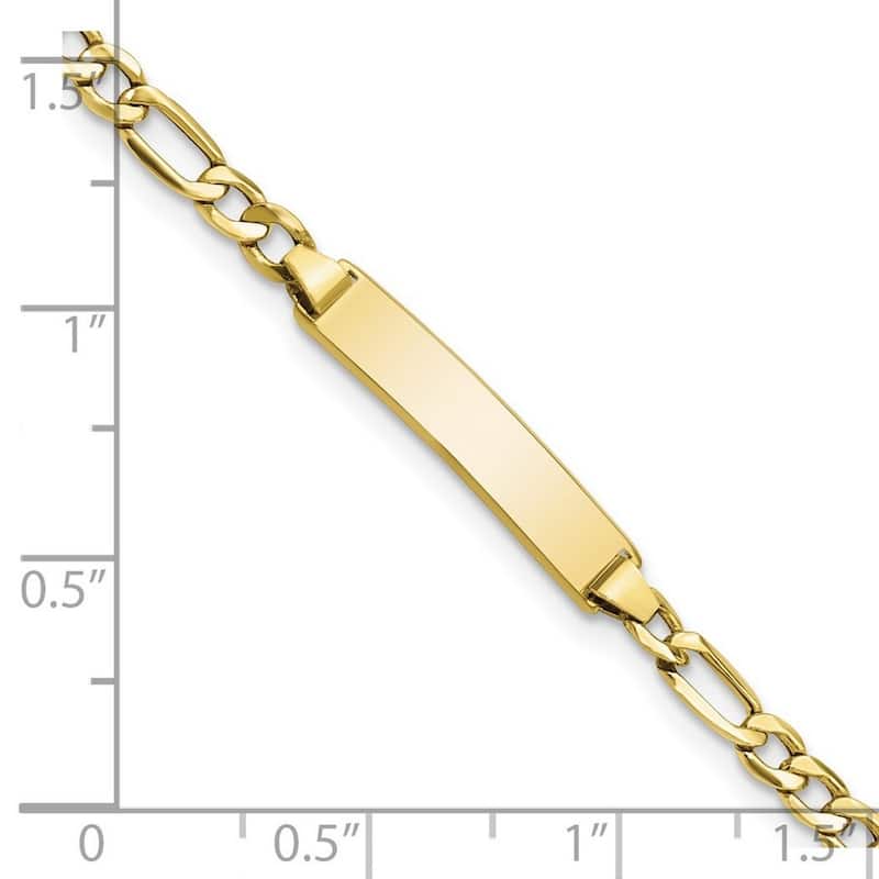 Curata 10k Yellow Gold 4.44mm Engravable Semi solid Figaro Link ID Bracelet - 6" 7" 8"