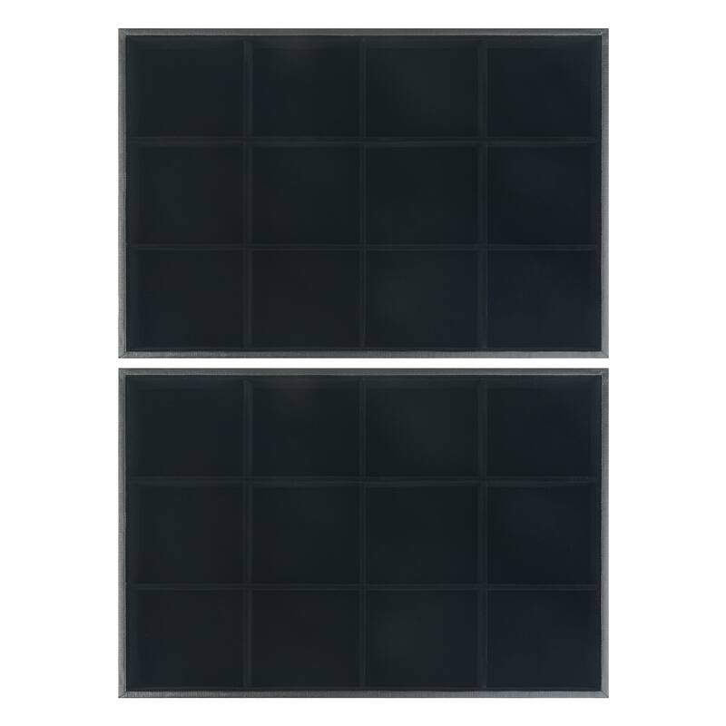 Set of 2 Stackable Velvet Jewelry Organizer Trays with Removable Dividers for Drawers, Jewelry Container Case Storage Holder - 12 Grid Tray