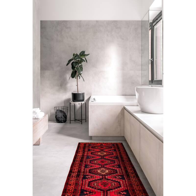 ECARPETGALLERY Hand-knotted Andelz Red Wool Rug - 3'7 x 9'4