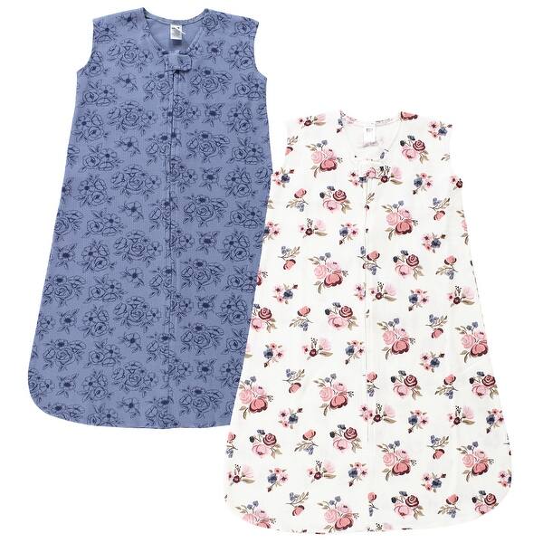 slide 1 of 1, Hudson Baby Infant Girl Thermal Sleeveless Sleeping Bag 2pk, Dusty Rose Floral 12-18 Months - Dusty Rose Floral