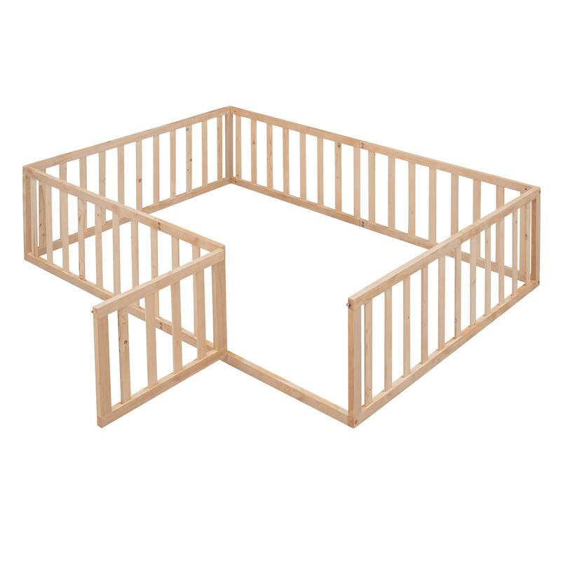 Full Size Wood Daybed Frame with Fence