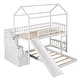 preview thumbnail 15 of 30, Twin over Twin Bunk Bed with Slide, Storage Steps & Playhouse Design