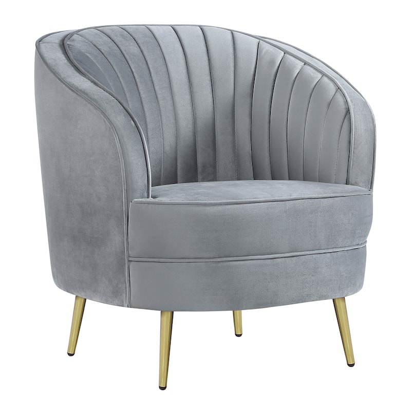 Reigha Grey and Gold Upholstered Tufted Chair