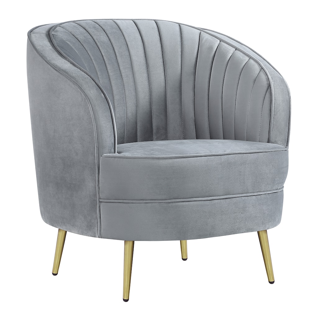 Reigha Grey and Gold Upholstered Tufted Chair