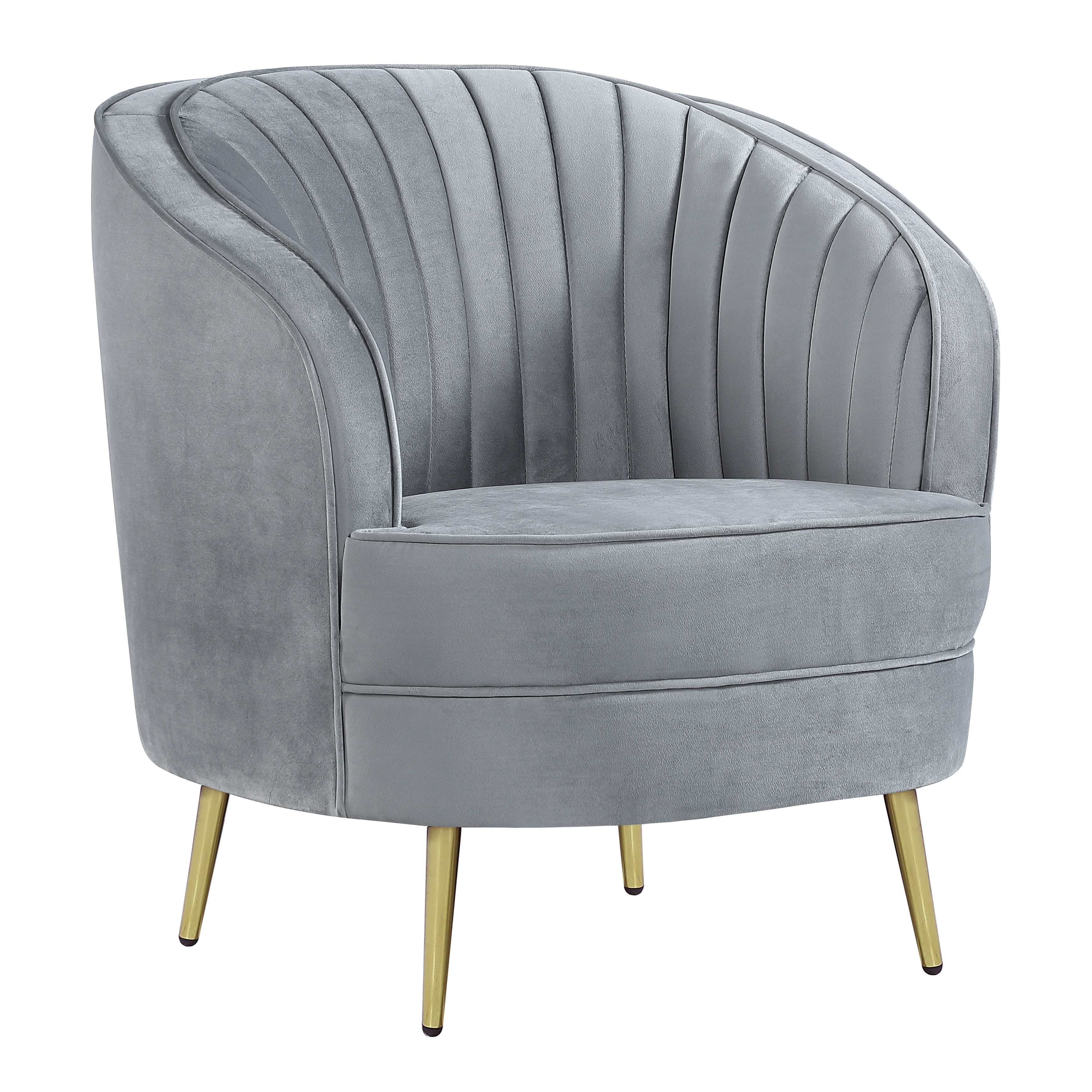 Reigha Grey and Gold Upholstered Tufted Chair