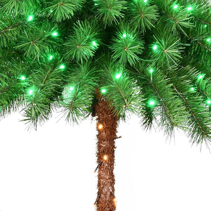 Puleo International 6' Pre-Lit Artificial Palm Tree with Green and Clear Lights