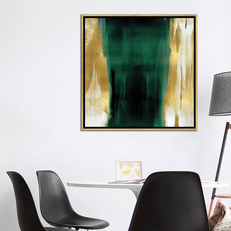 iCanvas "Free Fall Emerald with Gold II" by Christine Wright Framed Canvas Print