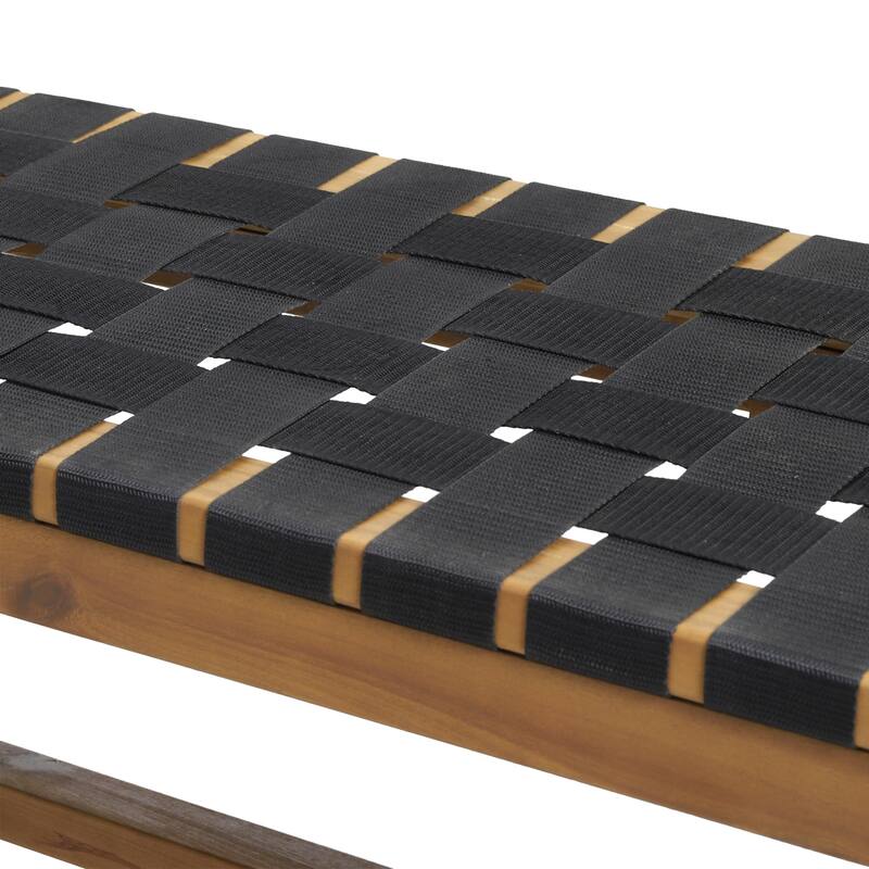 Mallett Outdoor Acacia Wood Bench with Rope Seating by Christopher Knight Home - 61.00" W x 13.75" D x 16.25" H