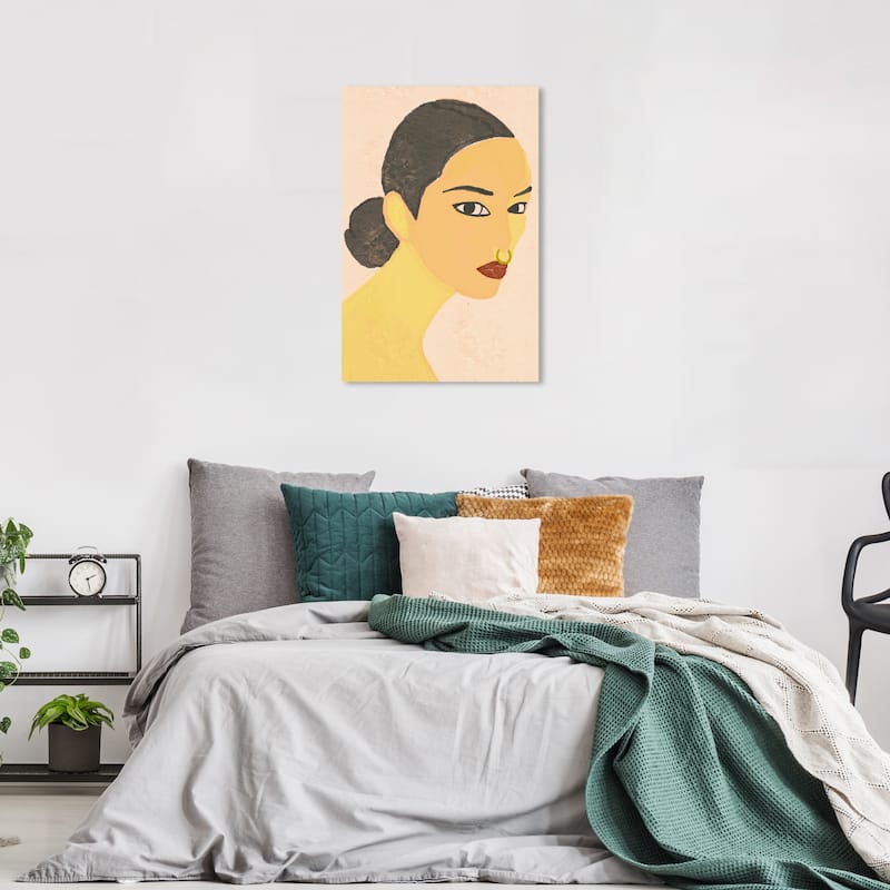 Wynwood Studio Canvas Fashion and Glam La Bailarina Yellow and Mustard Modern & Contemporary Wall Art Canvas Print - 36 x 24
