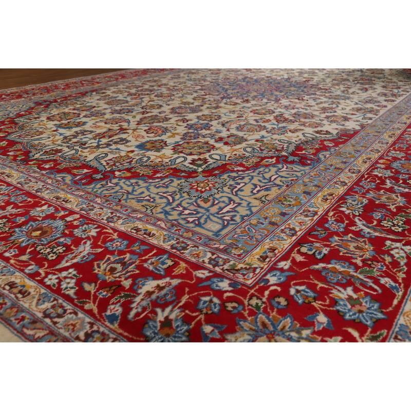 Hand Knotted Oriental 100% Wool Carpet Traditional Floral Beige & Ivories Najafabad Area Rug - 16' 1'' X 9' 11''