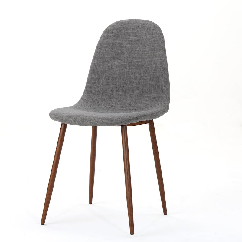 Dining Chair Set of 2, Light Gray Seat and Back Cushion, Brown Metal