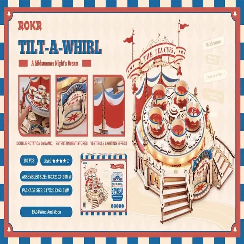 DIY 3D Electro Mechanical Puzzle - Tilt-A-Whirl Tea Cups 280 Pcs