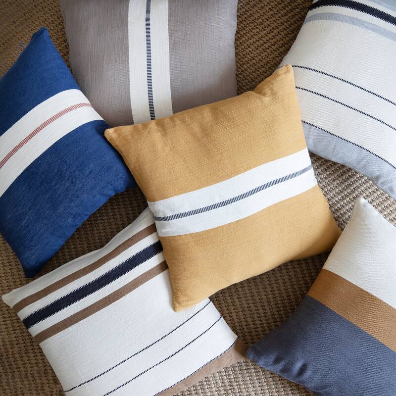 Sevita Ivory/Brown Striped Cotton Throw Pillow