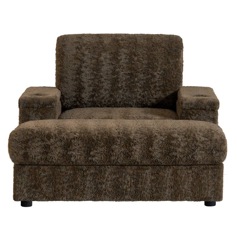 42" Oversized Chaise Lounge Indoor Sofa Bed with Storage Ottoman