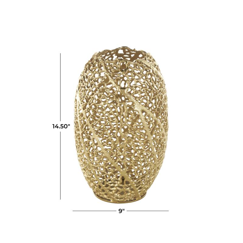 Aluminum Metal Abstract Metallic Coral Inspired Decorative Vase - Gold - Roche River Decor