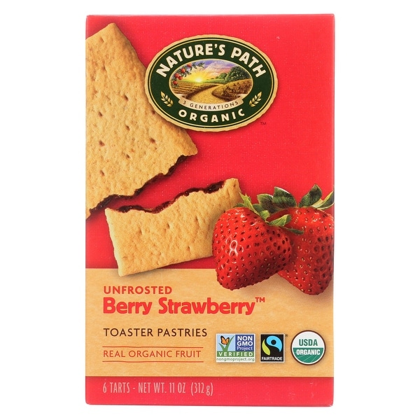 Nature's Path Organic Unfrosted Toaster Pastries - Berry Strawberry - Case of 12 - 11 oz.