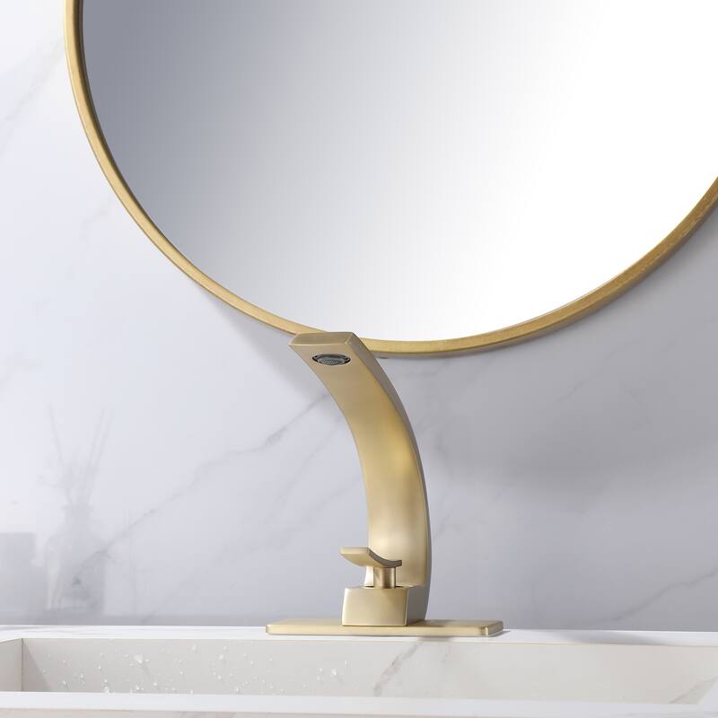7.7"H Solid Brass Single-Handle Bathroom Sink Faucet with Drain Assembly (Deck plate included)