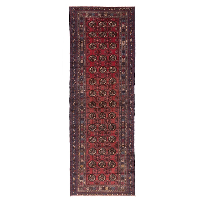 ECARPETGALLERY Hand-knotted Baluch Red Wool Rug - 2'11 x 8'10
