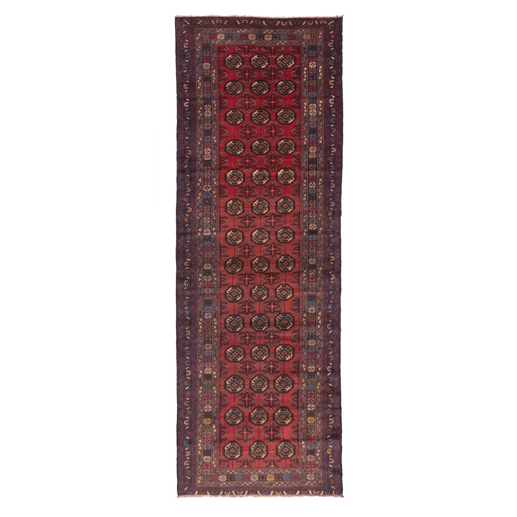 ECARPETGALLERY Hand-knotted Baluch Red Wool Rug - 2'11 x 8'10