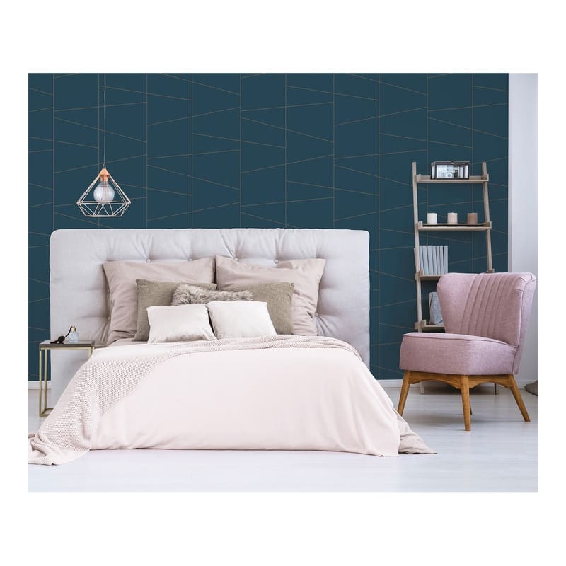 Brewster Fairmont Blue Deco Fracture Wallpaper - 20.5 x 396 x 0.025