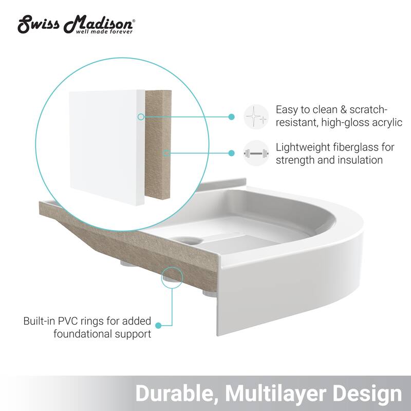 Voltaire 32 x 32 Acrylic White, Single-Threshold, Center Drain, Neo-angle Shower Base