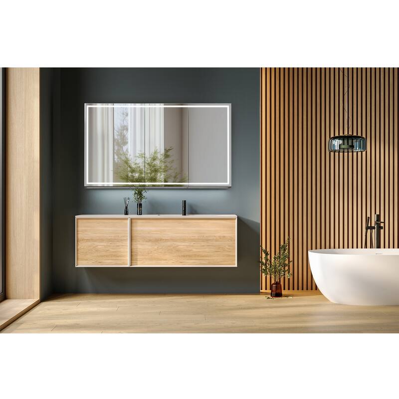 Hesili Rectangular Frameless LED Lighted Bathroom Mirror Medicine Cabinet
