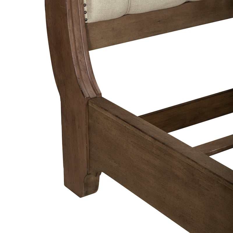 Americana Farmhouse Sleigh Bed, Dresser, Mirror, and Nightstand Bedroom Set