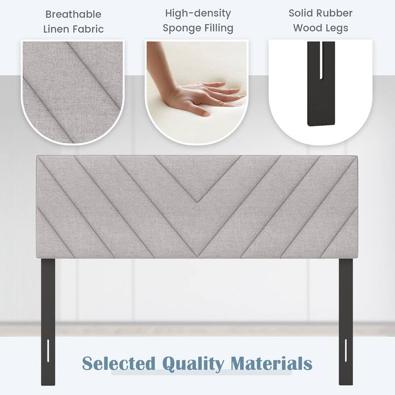 Gymax Linen Fabric Upholstered Headboard Rectangular Headboard w/