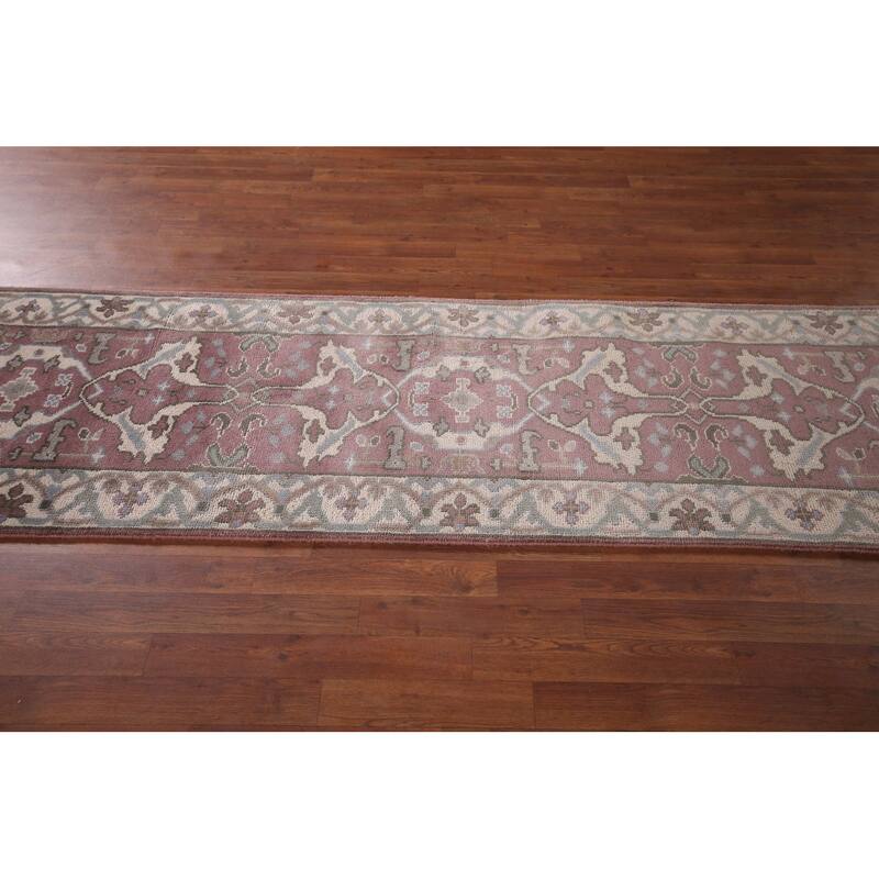 All-Over Floral Oushak Oriental Runner Rug Handmade Wool Carpet - 2'8"x 9'9"