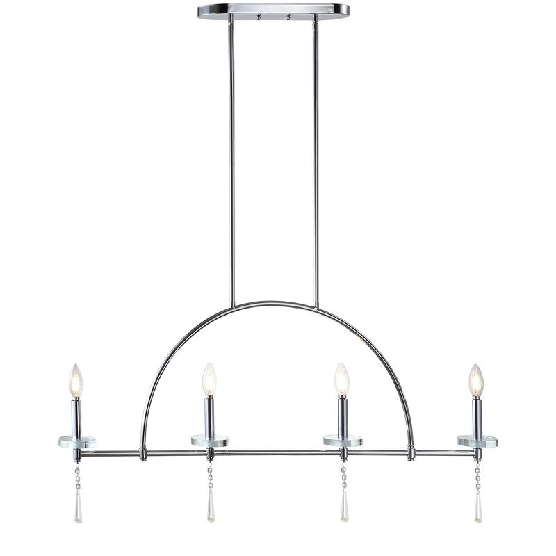Laura 41" 4-light Linear Metal/Crystal LED Pendant, Chrome by JONATHAN Y
