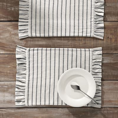 Kaila Ticking Stripe Ruffled Placemat Set of 2 13x19