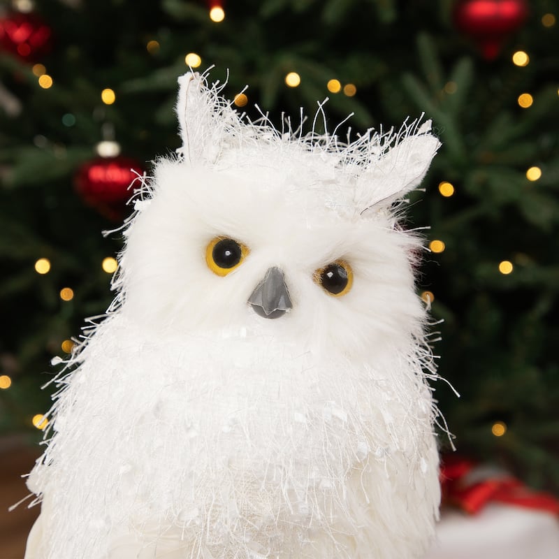 Standing Snow Owl Christmas Figure - 12.25" - White