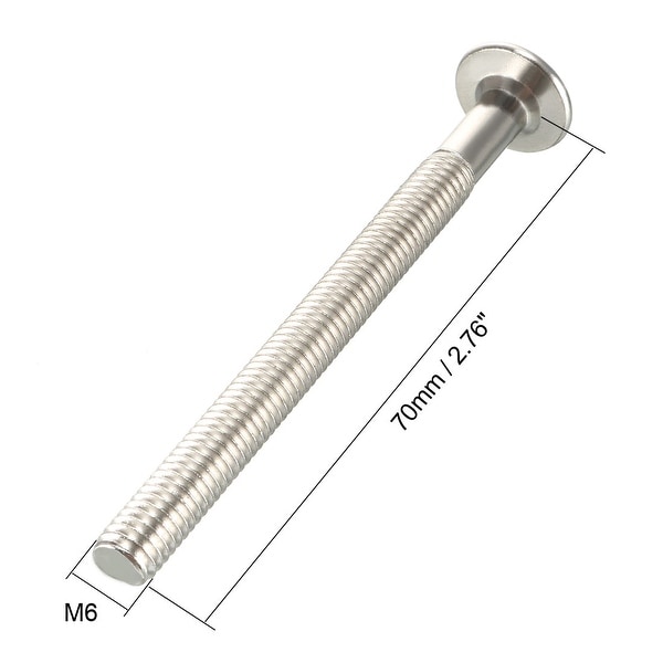 10PCS M6x70mm Hex Socket Machine Screws - Zinc Plated Carbon Steel Furniture Bolts