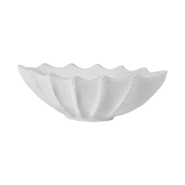 31” White Plaster Mermaid Fish Tail Pattern Planter - N/A