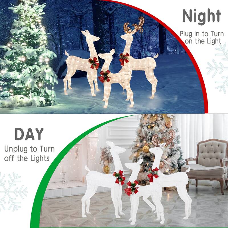 Futzca 3 Deer Family Christmas Lights, Outdoor/Indoor Holiday Decoration