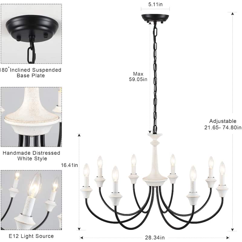 8-Light 28.34 in. Traditional Chandelier for Kitchen Living Room