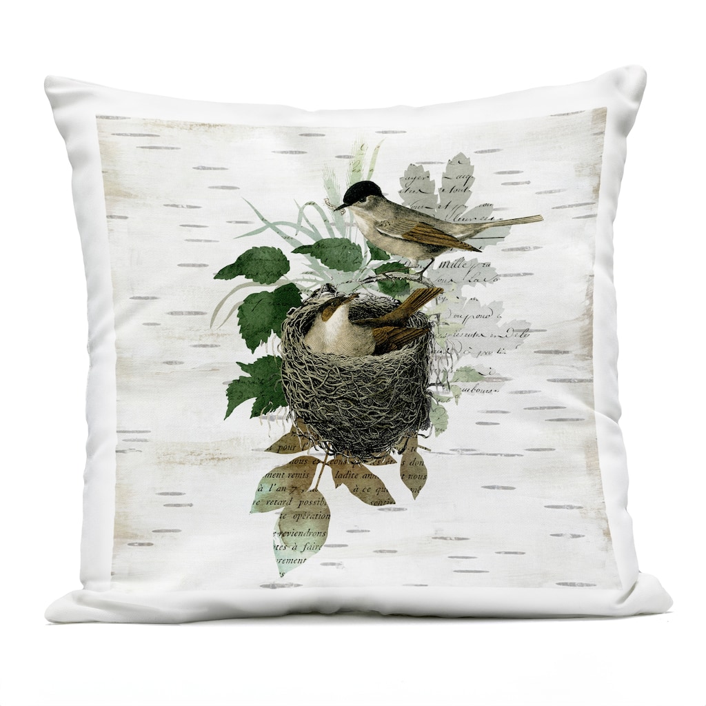 Stupell Birds in Vintage Nest Printed Outdoor Throw Pillow Design by Susan Arnot