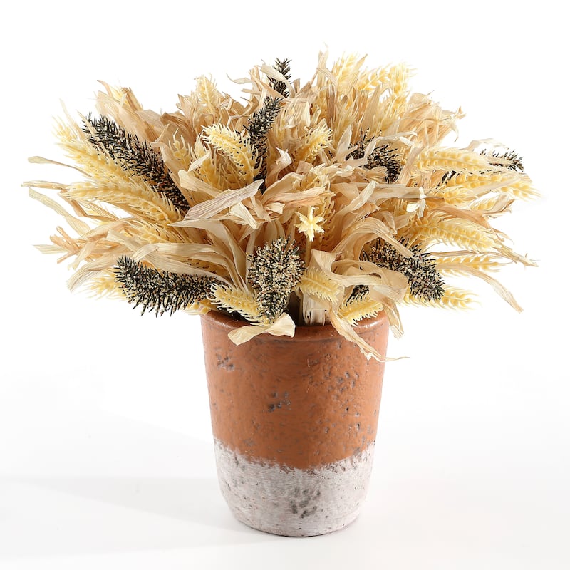 SAFAVIEH Faux 14 Inch Wheat Eat Potted Arrangement - 13" W x 13" D x 14" H