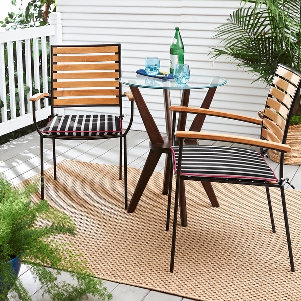 Sunbrella Shore Classic Indoor Outdoor Chair Pad Set Set of 2