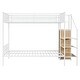 preview thumbnail 3 of 16, Twin over Full Metal Bunk Bed with Wire Shelving & Lateral Storage Ladder and Wardrobe, White