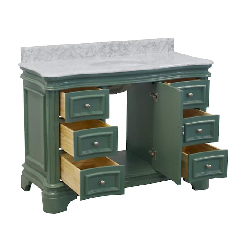 KitchenBathCollection Katherine 48" Bathroom Vanity with Carrara Marble Top
