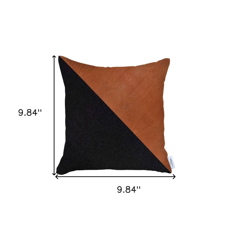 HomeRoots 18" X 18" Brown And Black Geometric Zippered Handmade Polyester Throw Pillow Cover