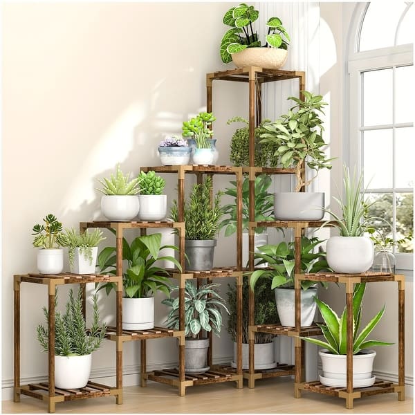 Hansabenne Indoor & Outdoor Plant Stand, Multi-Tier Plant Rack with Hanging Shelf for Multiple Plants