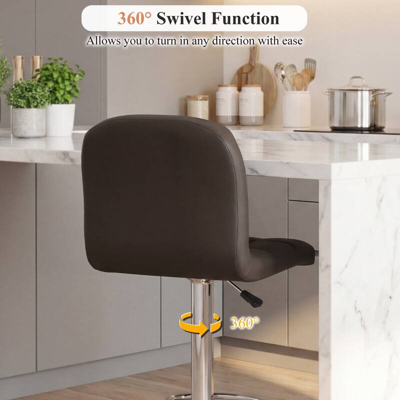 Gymax Swivel Bar Stools Set of 2 w/ Backrests Footrests & Metal Base